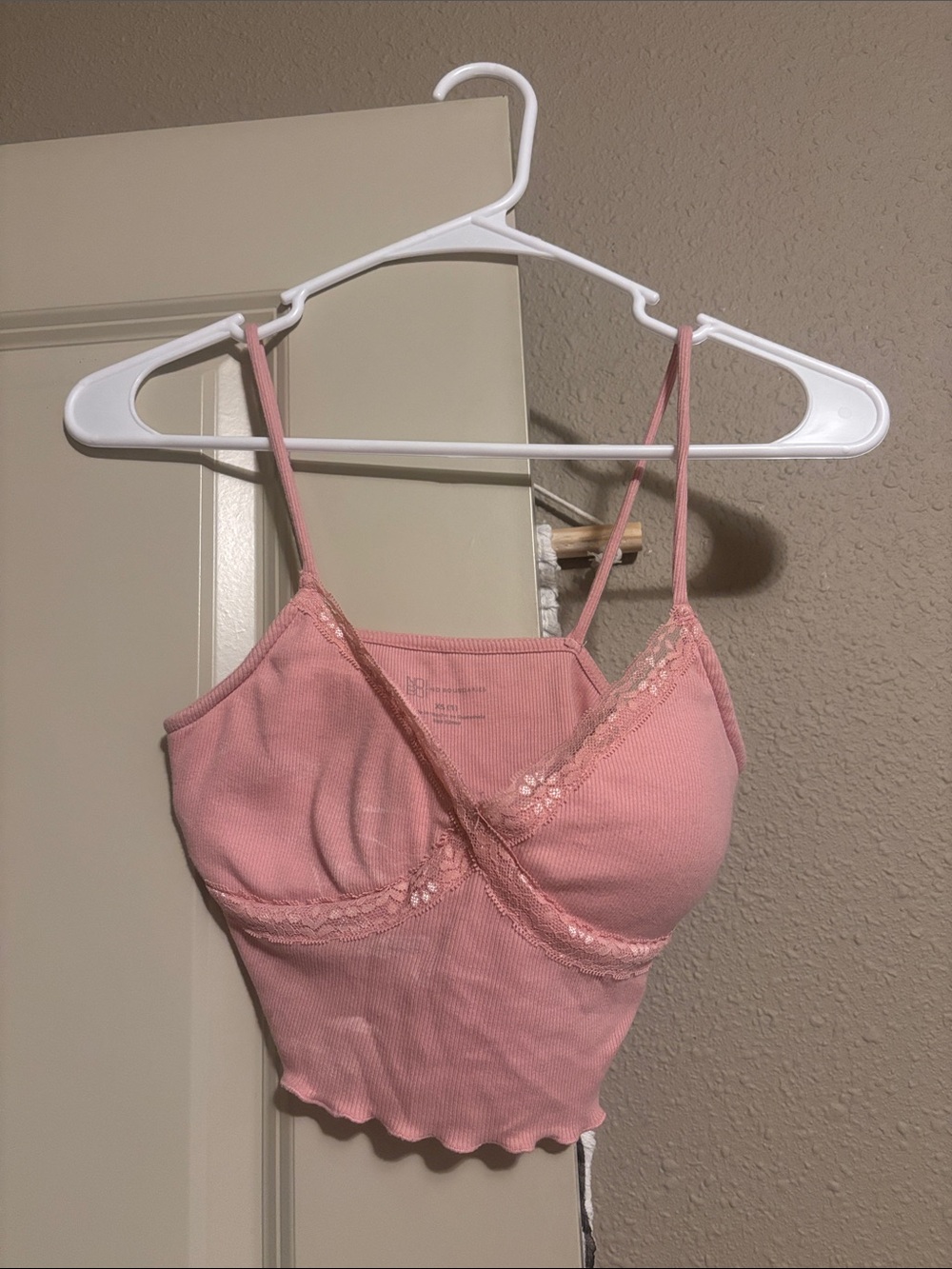 Women's Pink Lace-Trim Cami Tank Top